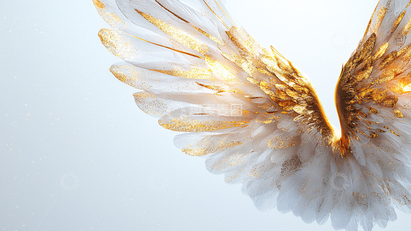 高清大图下载【趣麦麦图】闪耀金色羽毛翅膀