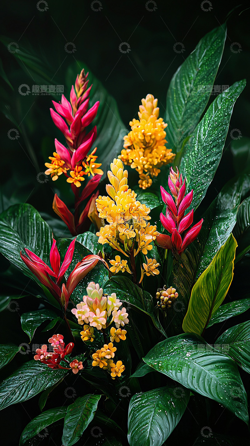 高清大图下载【趣麦麦图】暗黑背景下艳丽的花朵