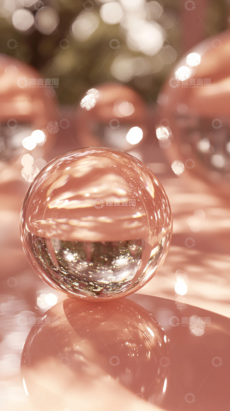 高清大图下载【趣麦麦图】粉色玻璃球