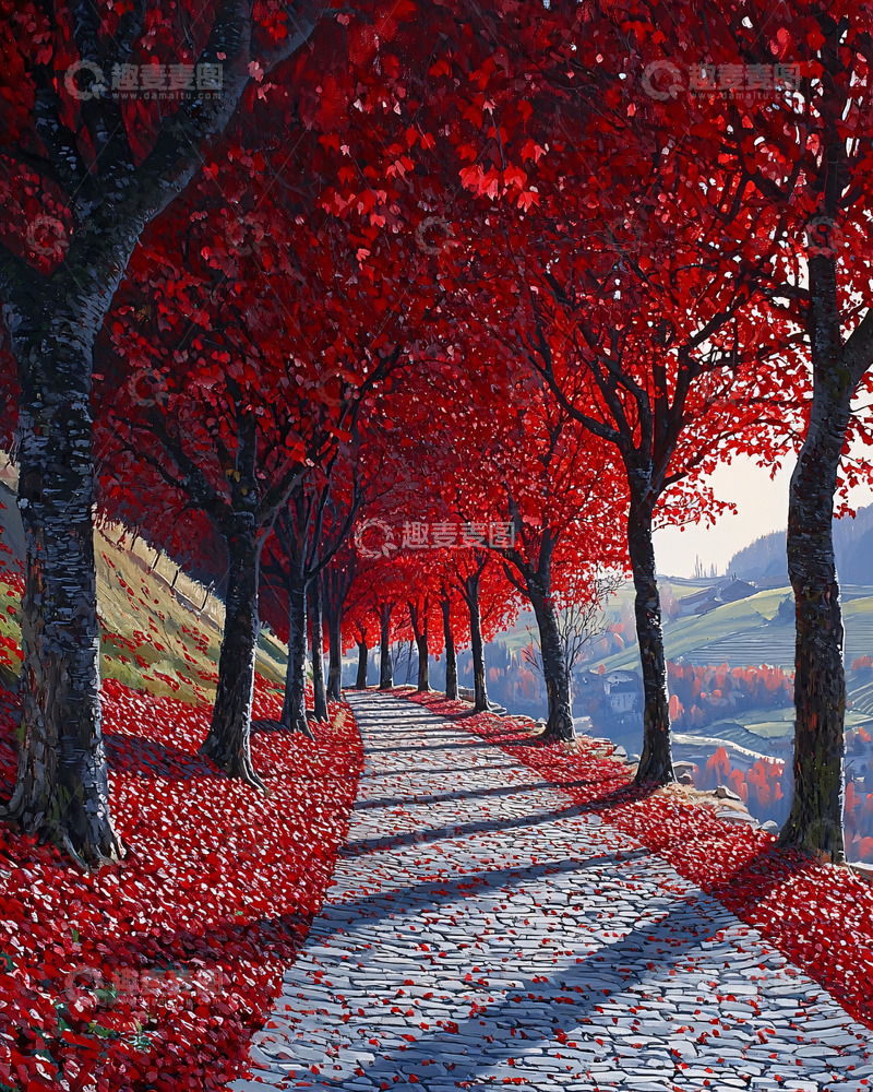 高清大图下载【趣麦麦图】红叶小路