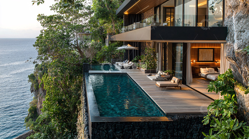 高清大图下载【趣麦麦图】崖边泳池别墅