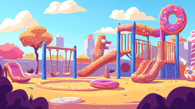 高清大图下载【趣麦麦图】卡通糖果主题游乐场