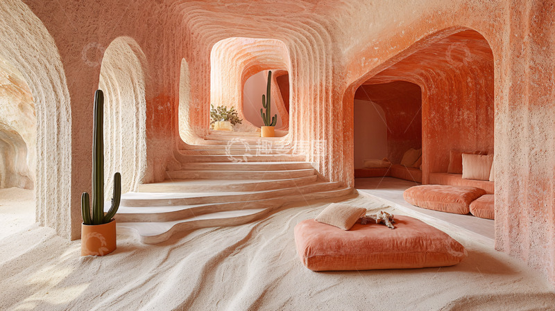 高清大图下载【趣麦麦图】粉色岩洞住宅