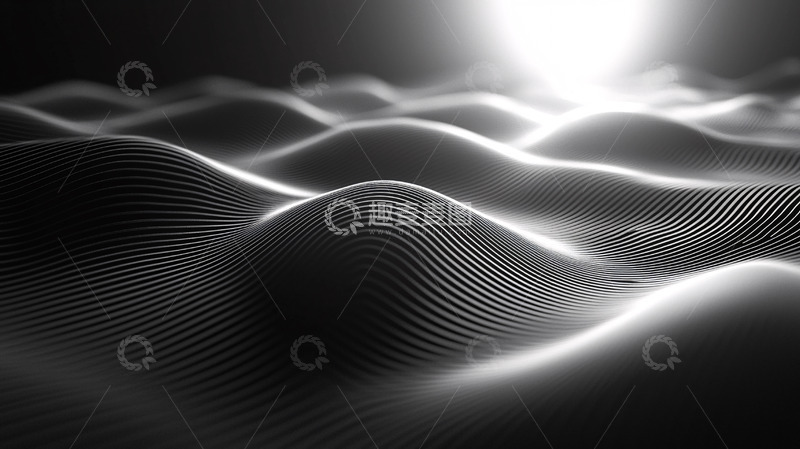 高清大图下载【趣麦麦图】黑白波浪纹理抽象光线