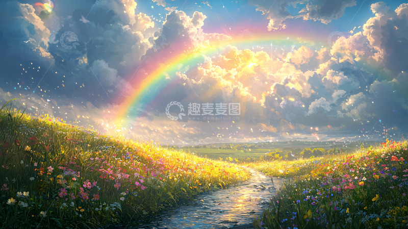 高清大图下载【趣麦麦图】彩虹田园风景