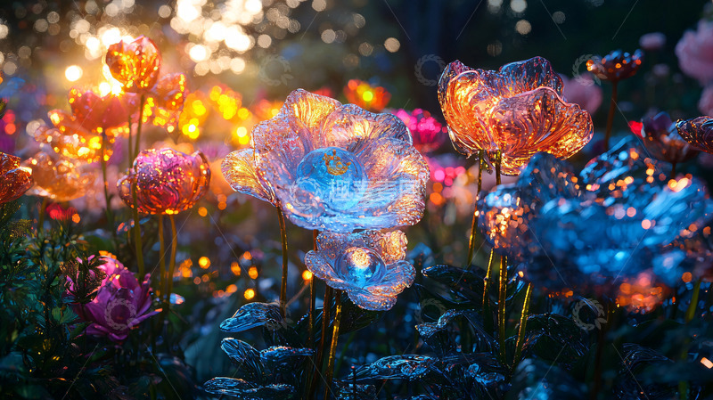 高清大图下载【趣麦麦图】梦幻般发光的罂粟花田