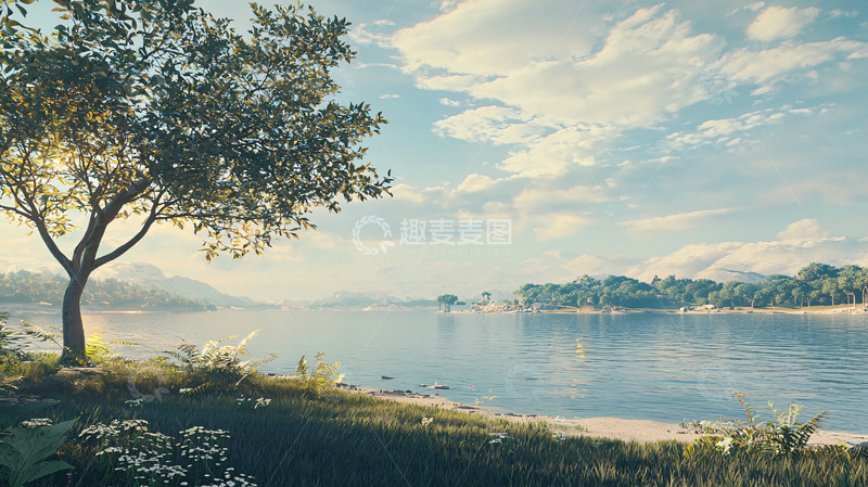 高清大图下载【趣麦麦图】湖边树木