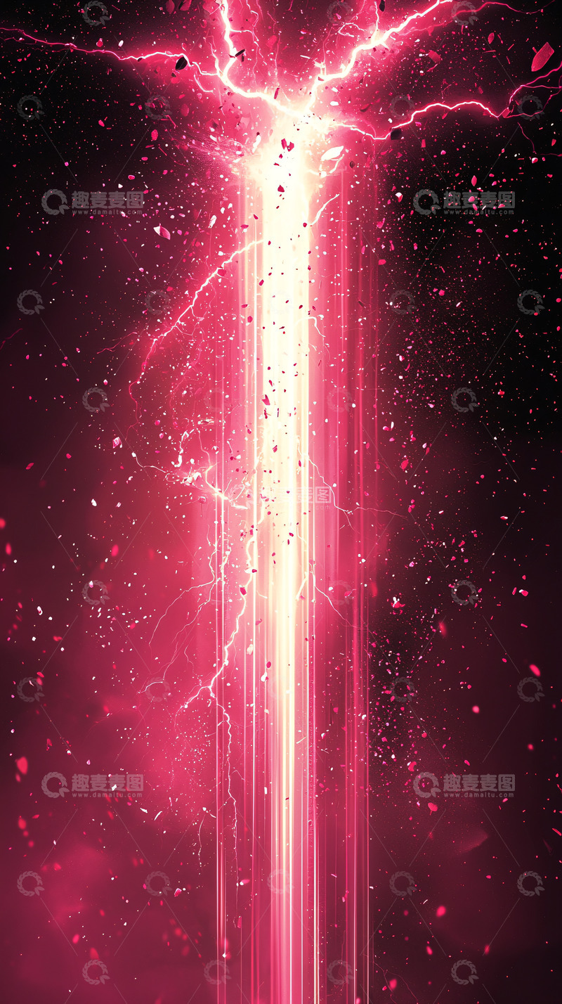 高清大图下载【趣麦麦图】红色闪电能量爆发