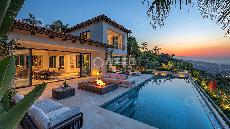 高清大图下载【趣麦麦图】山顶别墅夜景