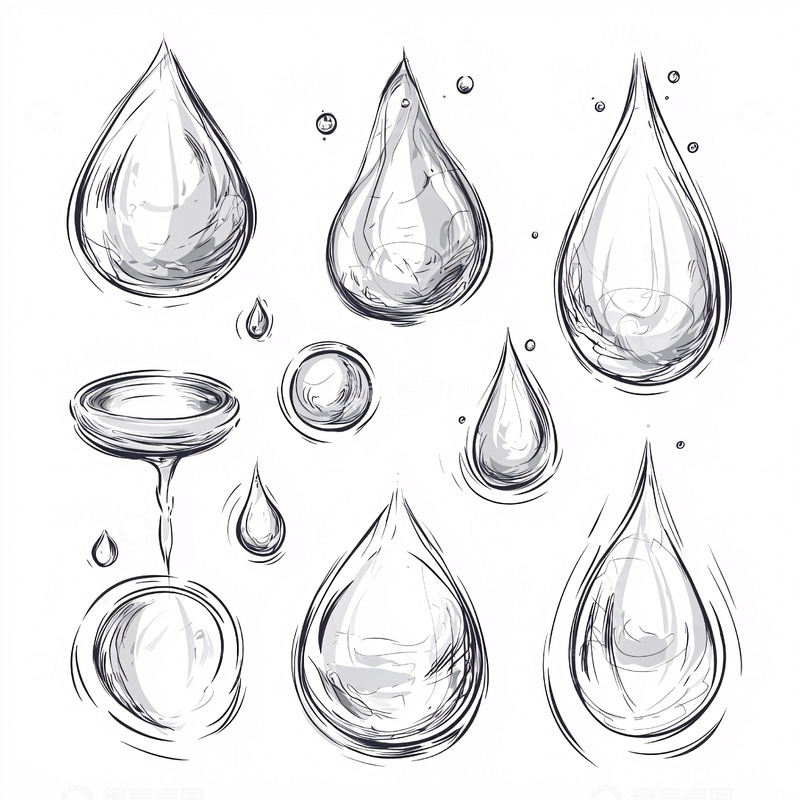高清大图下载【趣麦麦图】手绘水墨水滴