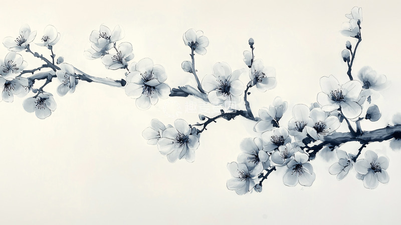 高清大图下载【趣麦麦图】水墨画梅花枝条