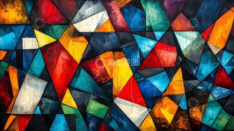 高清大图下载【趣麦麦图】抽象几何彩色油画