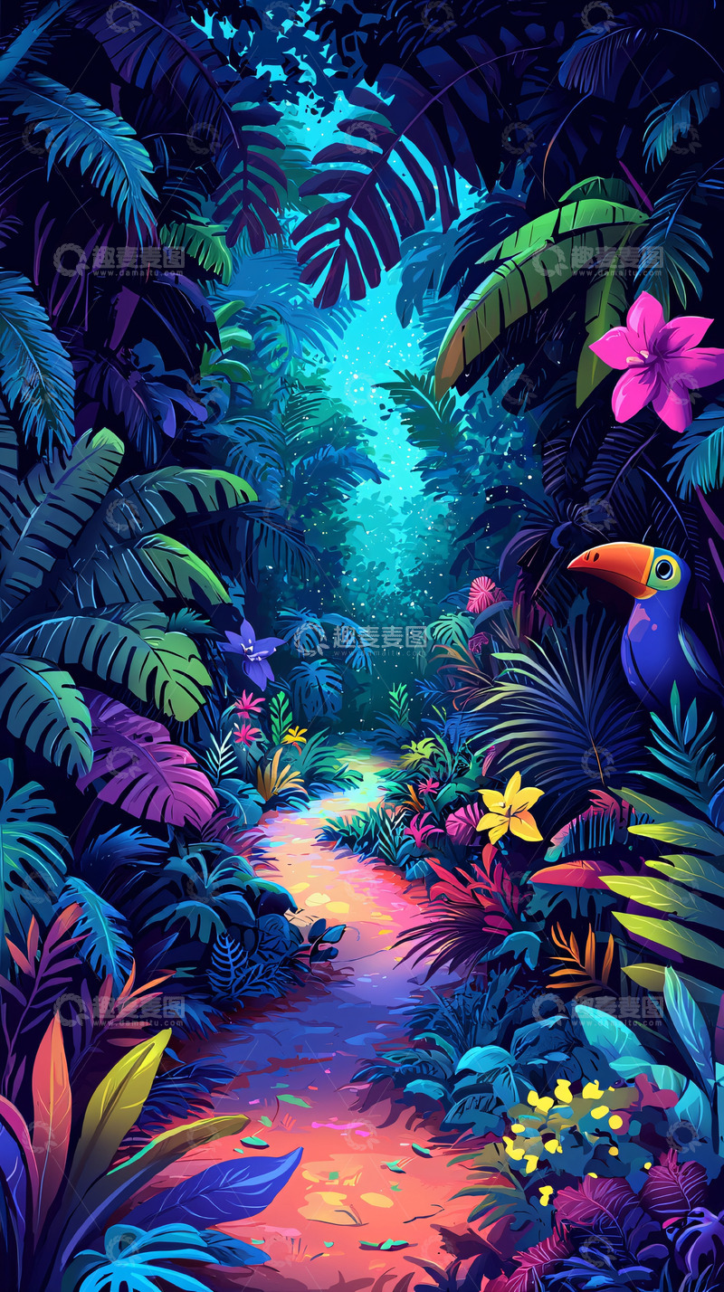 高清大图下载【趣麦麦图】热带雨林风格的道路