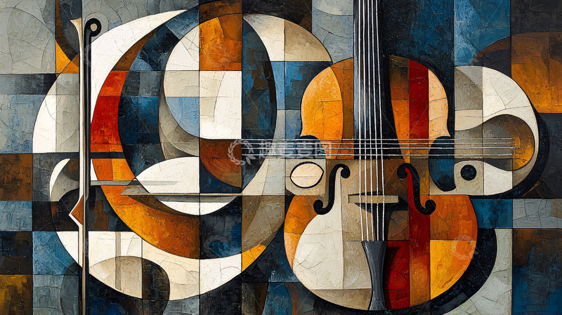高清大图下载【趣麦麦图】抽象小提琴艺术画