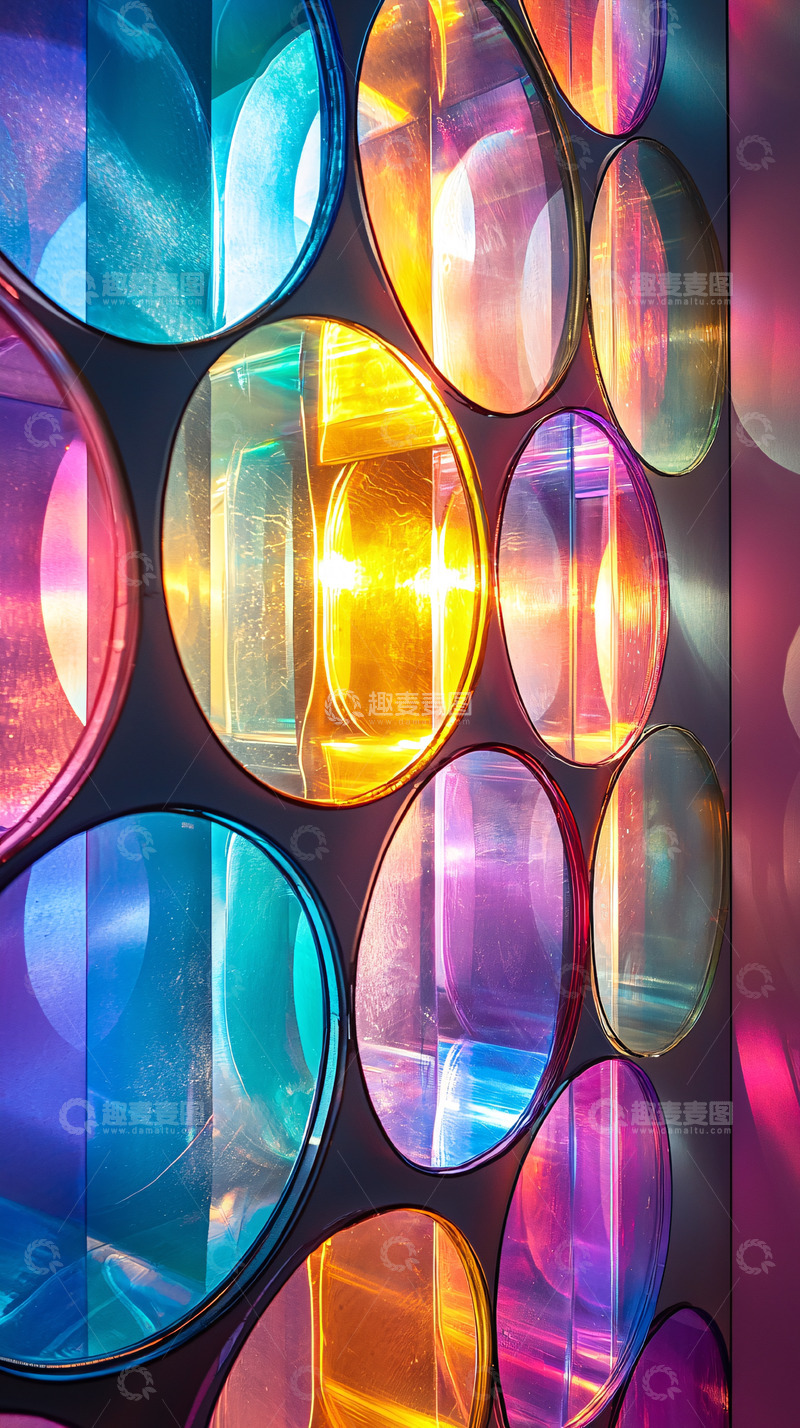 高清大图下载【趣麦麦图】彩色圆形玻璃