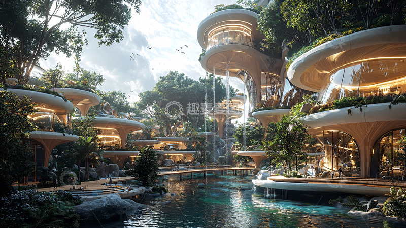 高清大图下载【趣麦麦图】树顶上的未来城市