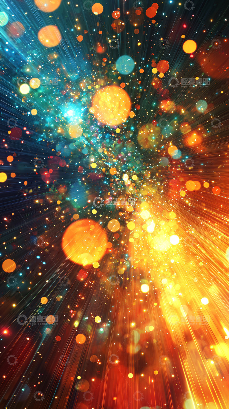 高清大图下载【趣麦麦图】绚丽光点绽放的抽象图