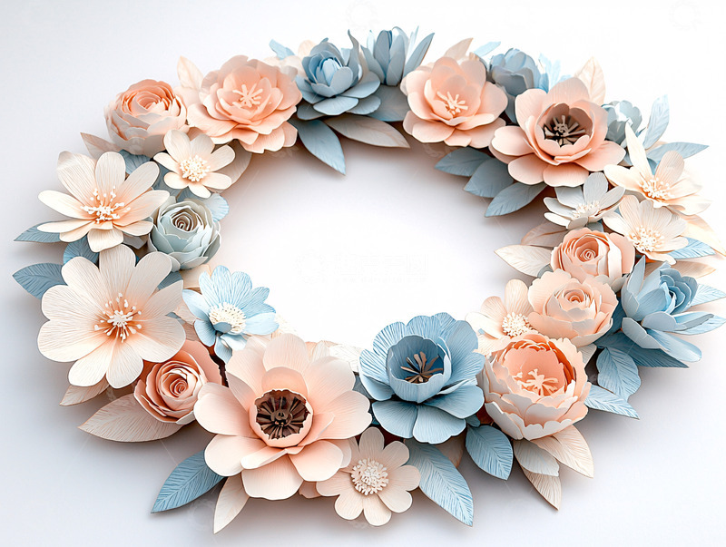 高清大图下载【趣麦麦图】淡雅色彩纸艺花环