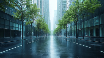 雨中城市街道