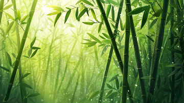 阳光透过竹林