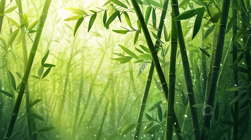 高清大图下载【趣麦麦图】阳光透过竹林