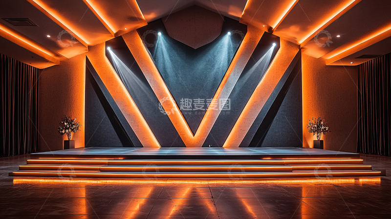 高清大图下载【趣麦麦图】橙色灯光下的舞台