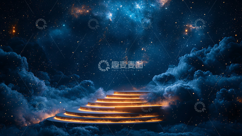 高清大图下载【趣麦麦图】通往星空的金色阶梯