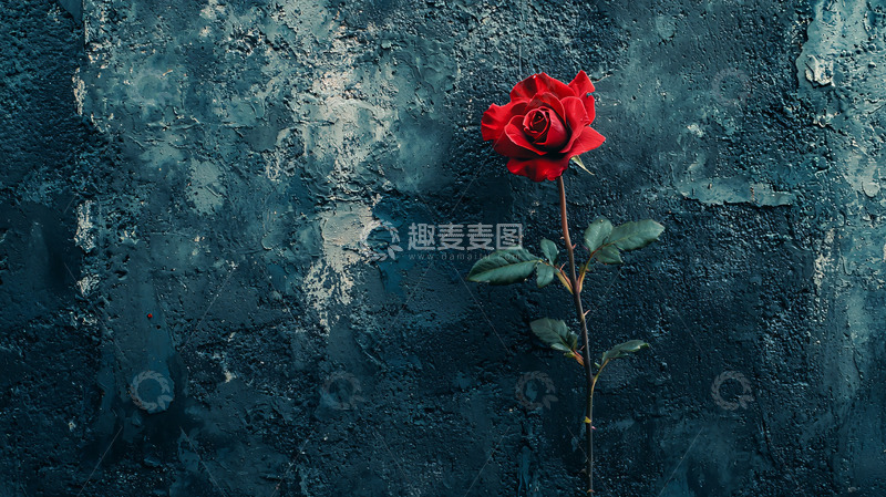 高清大图下载【趣麦麦图】深色背景上一朵红玫瑰