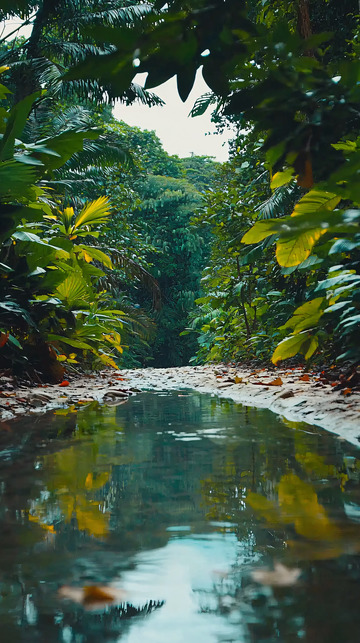 热带雨林小路倒影