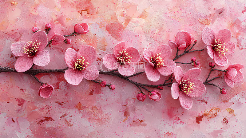 高清大图下载【趣麦麦图】粉色系手工樱花枝条