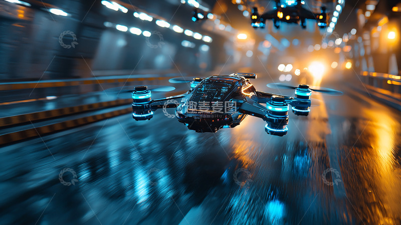高清大图下载【趣麦麦图】未来都市无人机