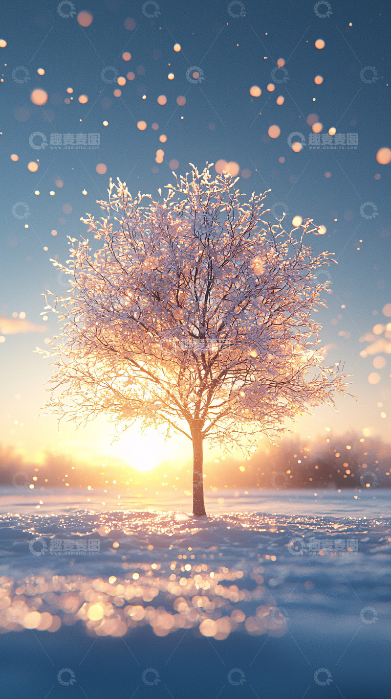 高清大图下载【趣麦麦图】雪地里的树