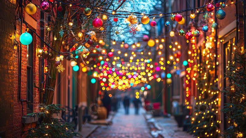 圣诞节街道夜景