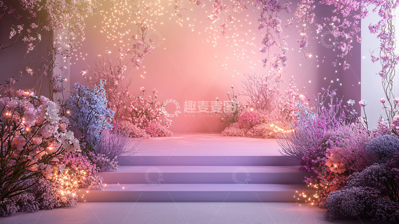 高清大图下载【趣麦麦图】梦幻紫粉色花海背景