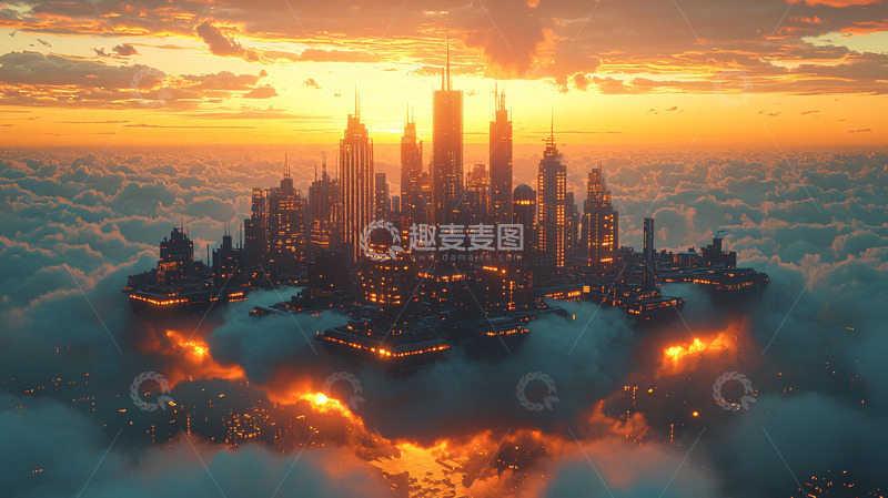 高清大图下载【趣麦麦图】天空之城夜景