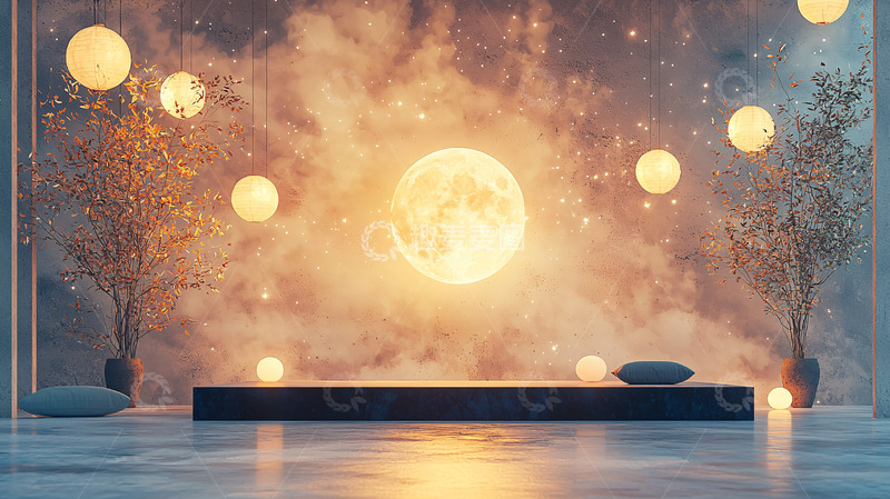 高清大图下载【趣麦麦图】极简风格月亮背景