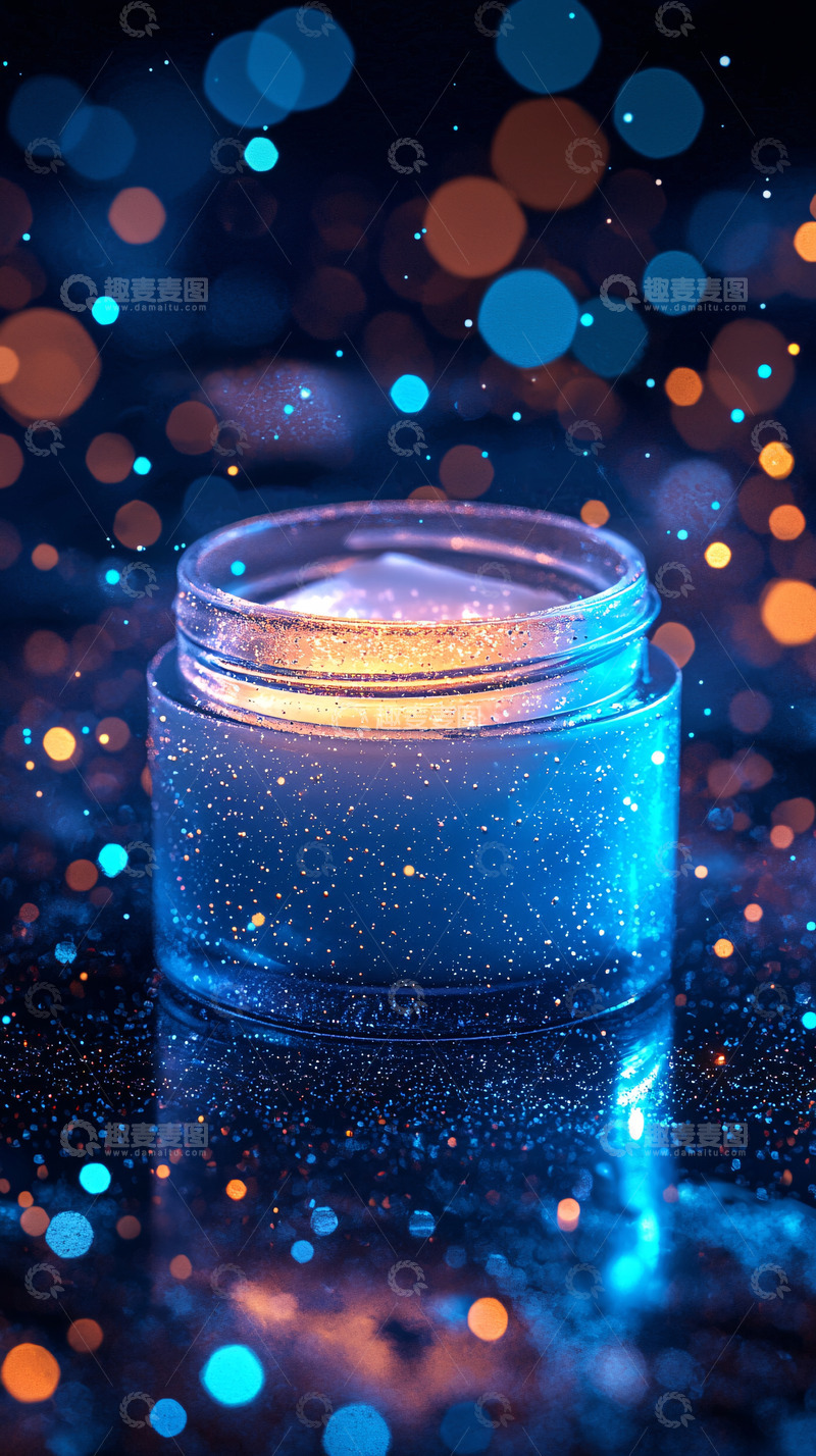 高清大图下载【趣麦麦图】蓝色瓶子里的闪亮凝胶
