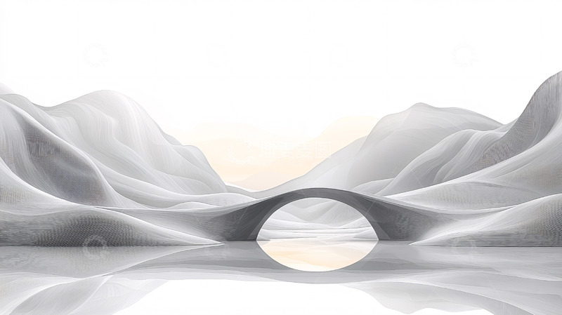 高清大图下载【趣麦麦图】水墨画山水桥