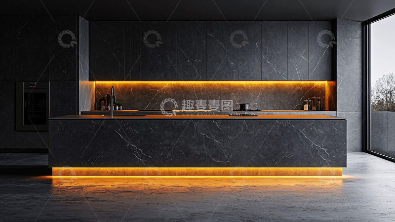 高清大图下载【趣麦麦图】现代极简黑色厨房