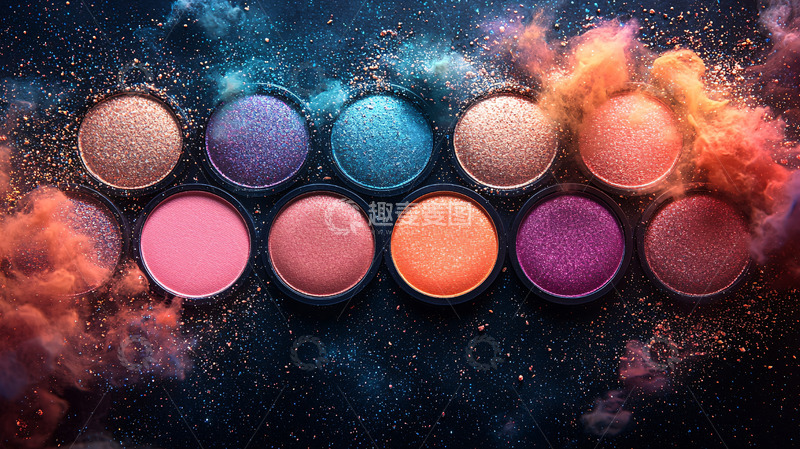 高清大图下载【趣麦麦图】-彩色眼影盘星空背景