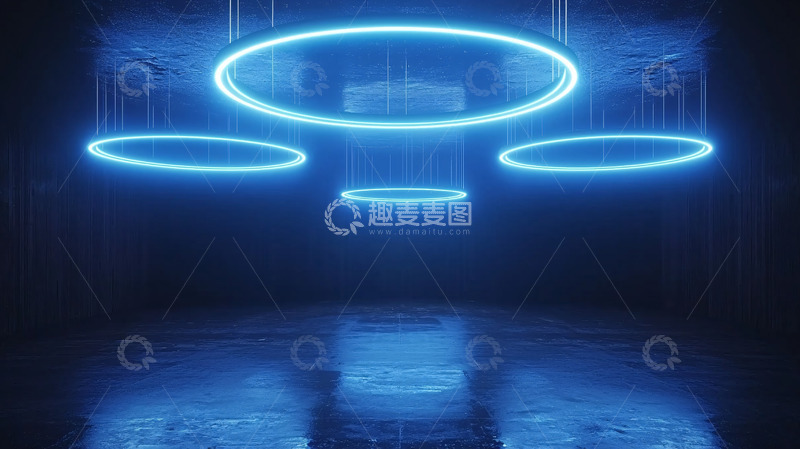 高清大图下载【趣麦麦图】蓝色霓虹灯环状光效