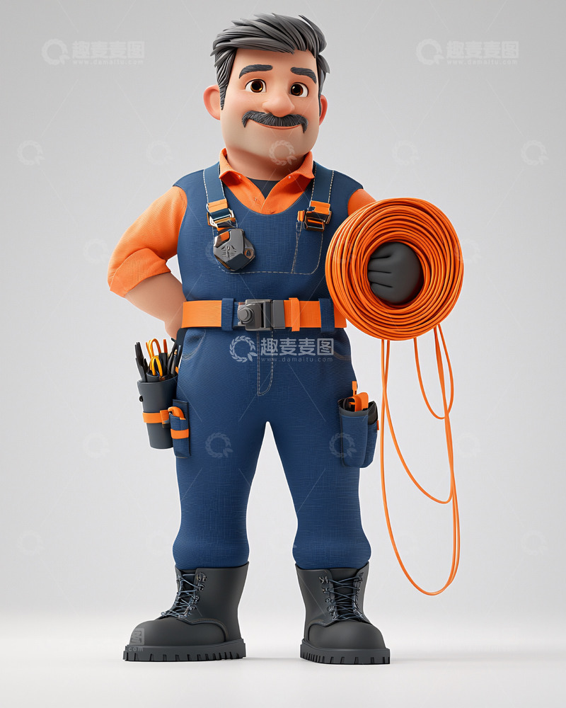 高清大图下载【趣麦麦图】卡通电工