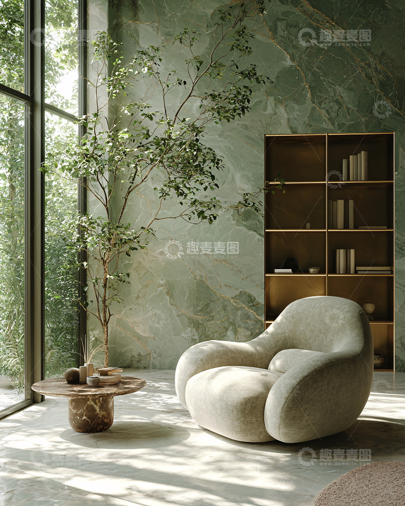高清大图下载【趣麦麦图】绿植环绕的现代简约客厅