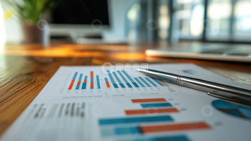 高清大图下载【趣麦麦图】办公桌上的报表和笔