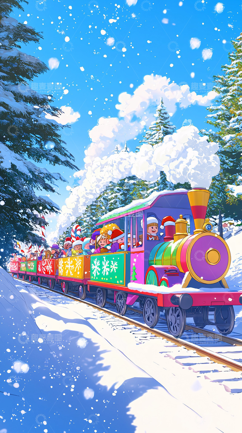 高清大图下载【趣麦麦图】圣诞火车