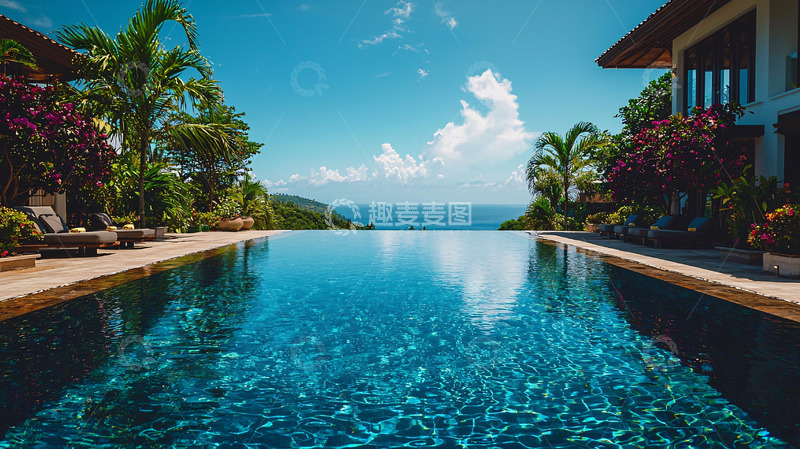 高清大图下载【趣麦麦图】无边泳池海景别墅