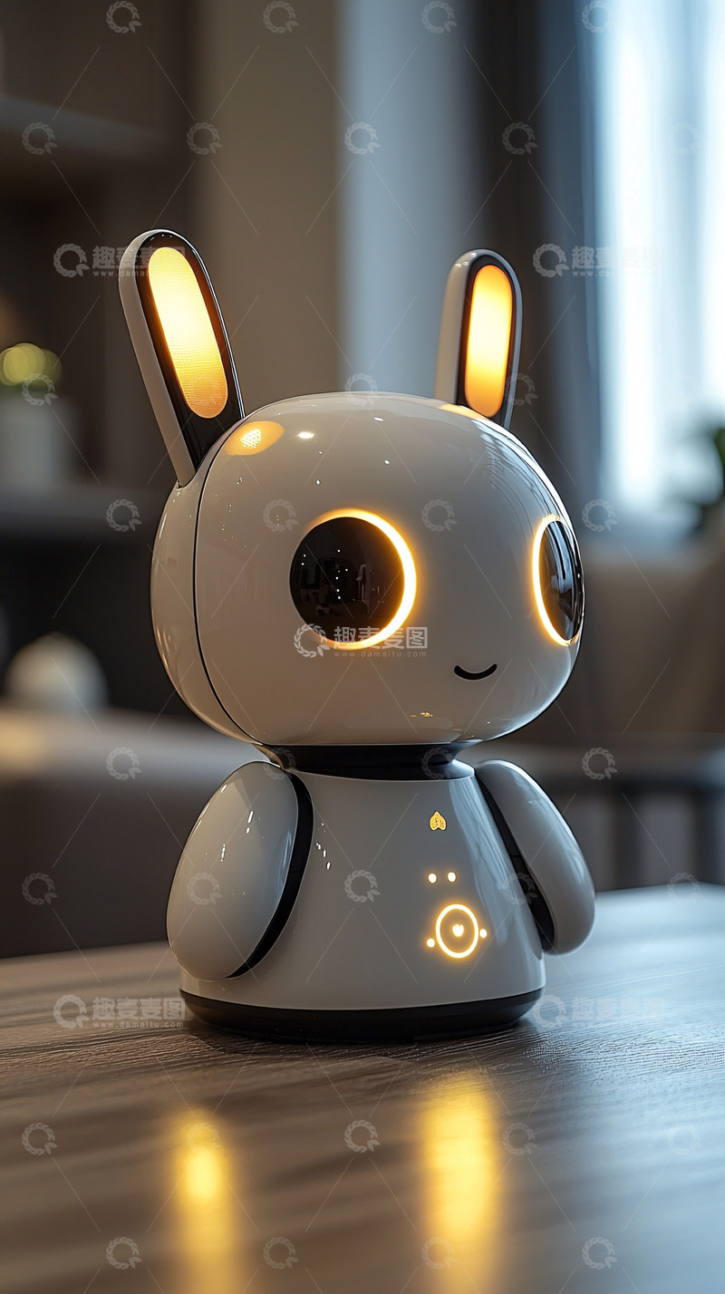 高清大图下载【趣麦麦图】呆萌兔子机器人