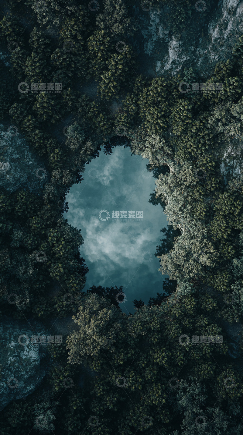 高清大图下载【趣麦麦图】森林环绕的湖泊