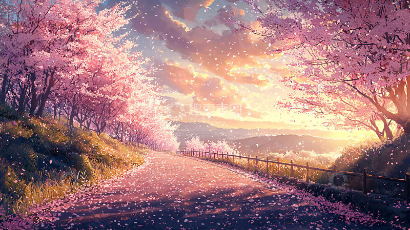 高清大图下载【趣麦麦图】唯美樱花路