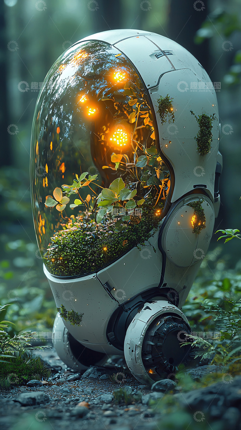 高清大图下载【趣麦麦图】森林机器人